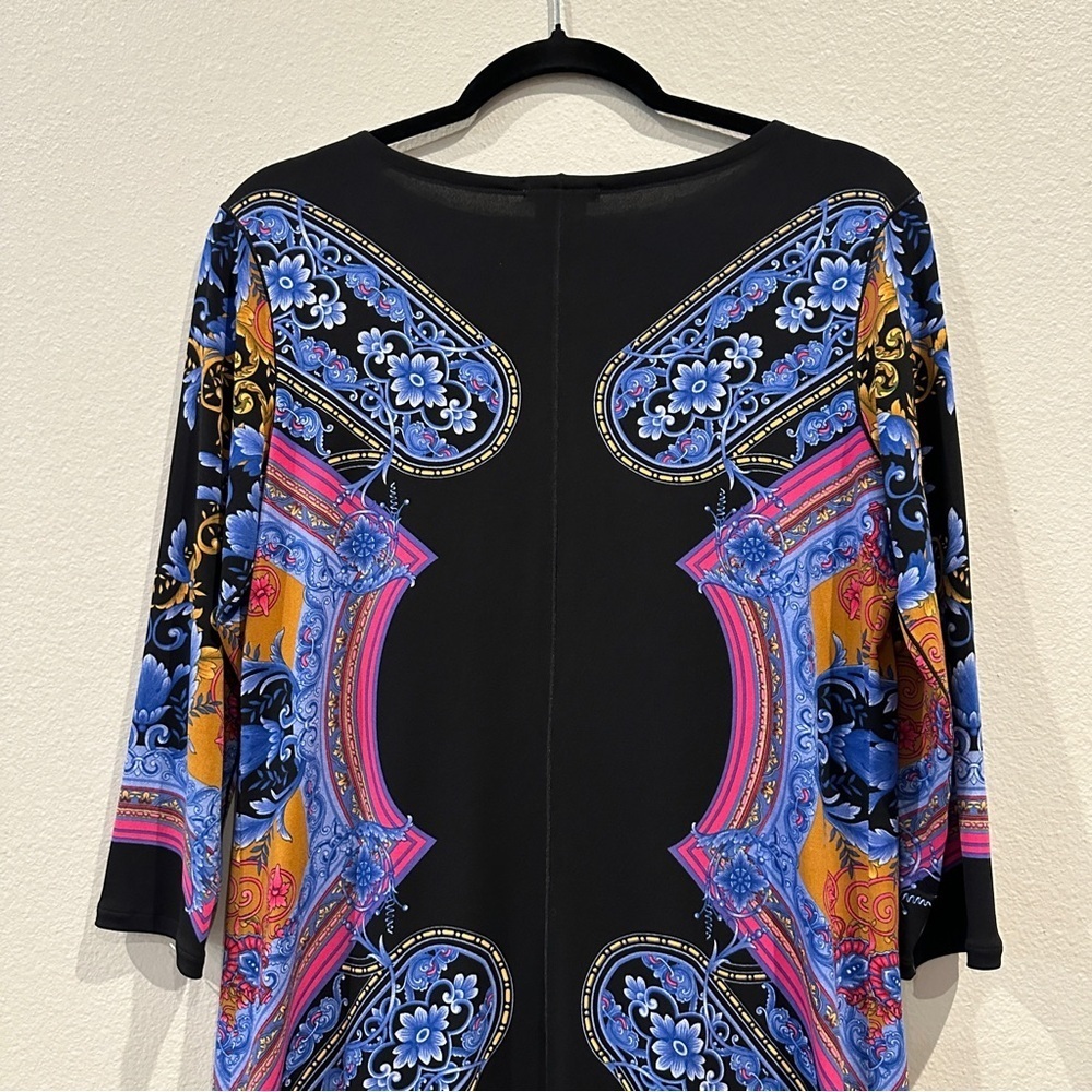 Eva Varro Women’s Abstract Floral Print Jersey Shift Dress Midi Length sz M - Picture 8 of 9